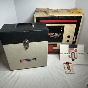 Vintage Kodak Supermatic 500 Model A Slide Projector Tested Working In Box!!!